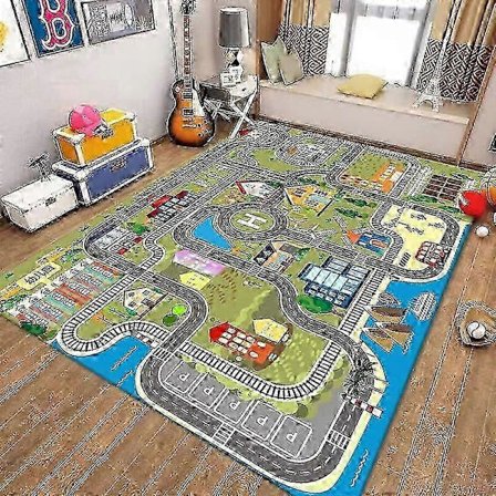 Lekematte for barn for lekebiler, sklisikker lekematte, byteppe, bilteppe med veitrafikk-tema for barn, lekerom 60cm*90cm