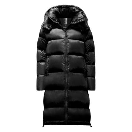 BomBoogie, Long Down Jacket in Bright Nylon with Detachable Hood Czarny, Kobieta, Rozmiar: L