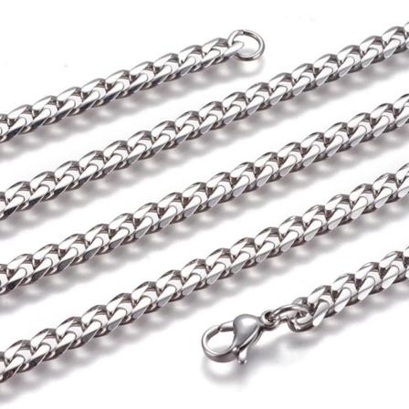 Unisex platinapläterad kedja i AISI 304 stål 60 cm.lång,5mm bred