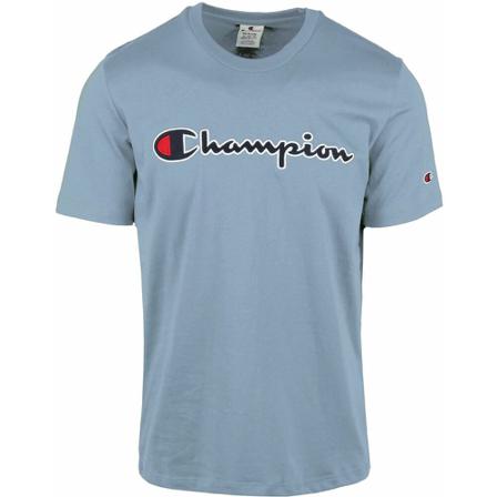 Champion, T-Shirt Script Logo Blauw, Heren, Maat:L,Katoen