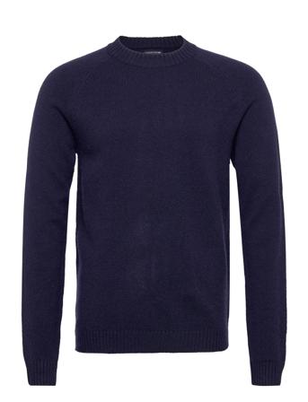 Eric Lambswool Blend High Neck Sweater Stickad Tröja M. Rund Krage Navy Lexington Clothing