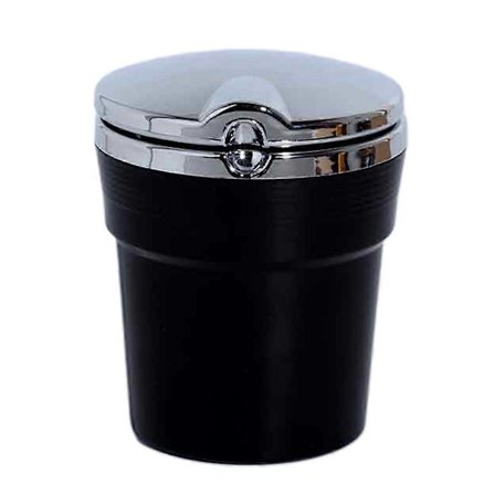 Kompakt rökfri askkopp bil cigarett askkopp med LED-ljus bil soptunna för de flesta bilmugghållare för rökare