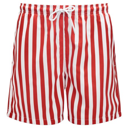 Short de bain à rayures rouge & blanc pour hommes - Shorts de bain