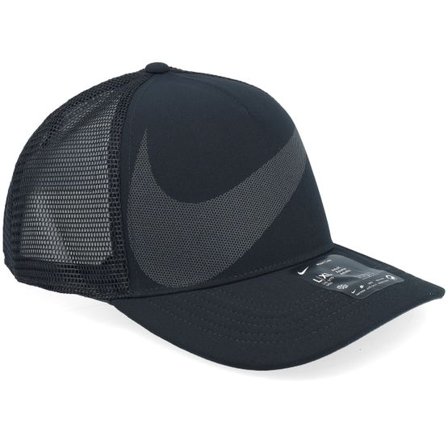 Nike - Svart trucker Keps - Dri-fit Rise Big Swoosh Black A-Frame Trucker @ Hatstore