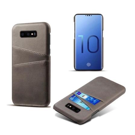 Samsung Galaxy S10e dobbelt kortholder læderetui - Grå Silver grey