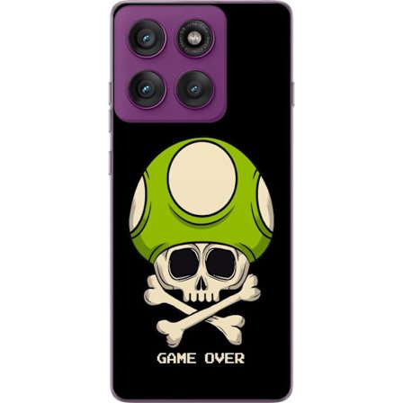 Kompatibelt Mobildeksel til Motorola Motorola Edge 60 Pro Spilmotiv med dødsål og grønn sopp i retro gaming-stil med teksten game over