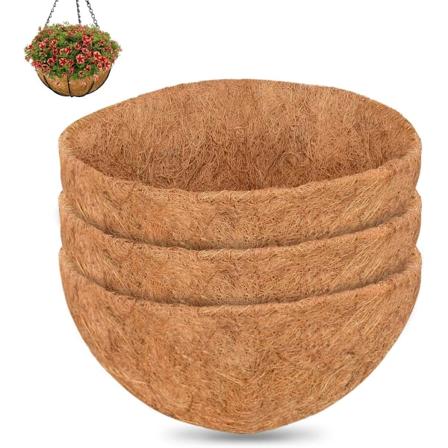 3 stk 12 tommers kokosfiberbelegger for planter, runde hengende kurvbelegger, naturlige kokosfiberkurvbelegger, erstatningsbelegger for hengende kurv