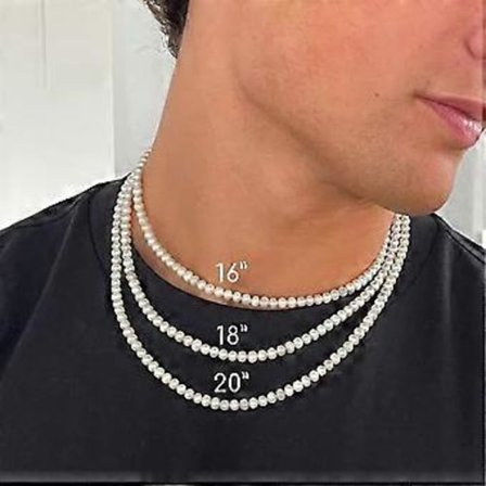 Pärlhalsband Herr Enkelt Handgjort Pärlsträng Halsband Modetrend (45cm)
