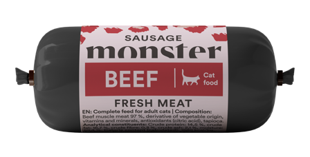 Monster Pet Food - Kattepølse Biff 80 g - Katt - Kattefôr & kattemat - Våtfôr og våtmat - ZOO.no