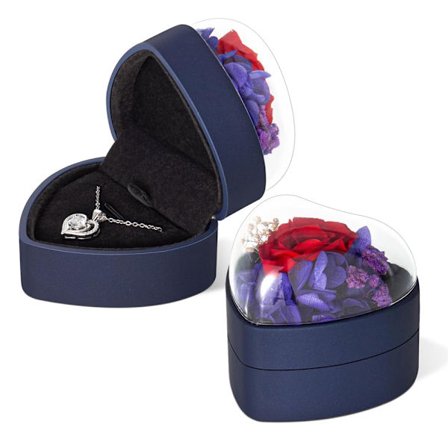 Præserveret Rose Smykke Gaveæske, Kreativ Diamant Hjerteformet Vedhængsæske til Forlovelse, Bryllupsdag Æske, Gaveæske til Elskere