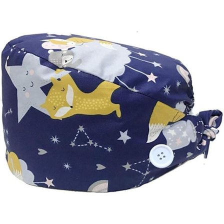 Kirurgisk hætte i ren bomuld med tryk og knapper, arbejdshætte til kvinder, gør