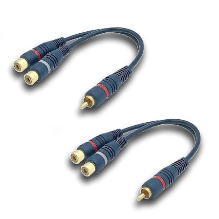 RCA Kabel Audio Splitter Cinch Y Kabel Adapter, 15CM RCA Kabel til JACK 1 Han til 2 Hun RCA Kabel til Subwoofer, Phono, AV, Audio, Bil Subwoofer(RCA