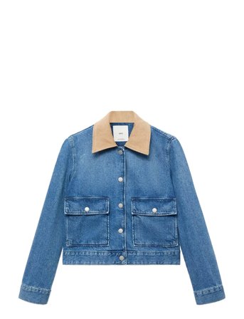 Mango | Corduroy Collar Denim Jacket | L