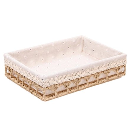 Rattanförvaringskorgar Vävd Korg Frukt Bröd Snacks Förvaringsbricka Picknickkorg, khaki