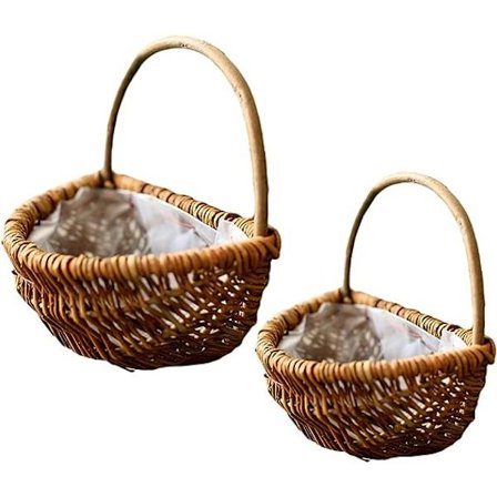 2 stk Håndvevde Hengende Kurver Naturlig Vikker Håndlaget Oppbevaringskurv Blomsterpotte Reir Oppbevaringsbeholder Fuglereir Vegg Hengende Kurv Vikker
