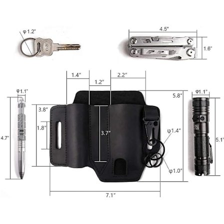 Key Holder Multi Tool Pouch, Leather Belt Loop Waist Multitool Sheath