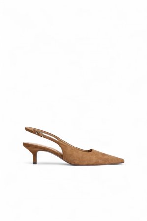 Premium Selection Slingback-Pumps aus Wildleder - Lederschuhe - Braun - EU 39