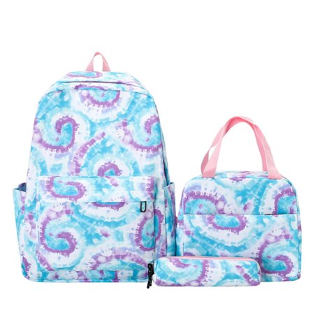 Skolryggsäck för ungdomar med lunchväska och pennfodral, 3-delars set, vattentät och slitstark 18 tum