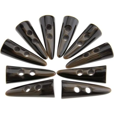 10 stk. Store Horn Imitation Tandknapper - Mørk Kaffe - Comp