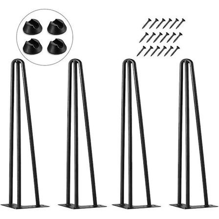Hårnål Bordben, 50cm, Sett med 4 DIY Metall Møbelben Garderobeskap Skuffer og Nattbord