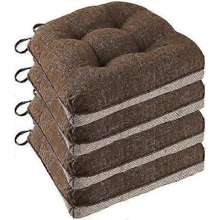 Skridsikre hynder til spisebordsstole, sæt med 4, 46*43*9 cm sædehynde med bindebånd