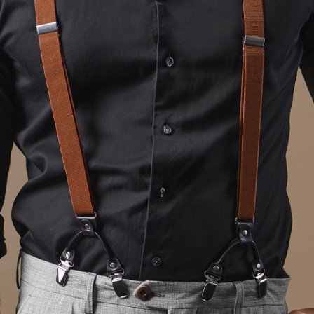 Smalle Bruine Clipbretels voor mannen - Bretels met clips