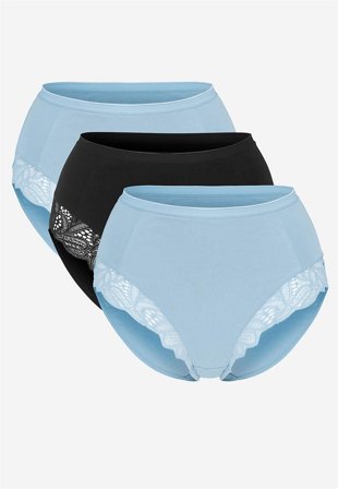 Cellbes of Sweden - Light shaping trosa med spetsdetalj 3-pack - ljusblå + svart - för damer - 34/36