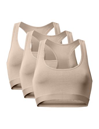 Women's Organic Cotton Bralette 3-Pack Beige Danish Endurance