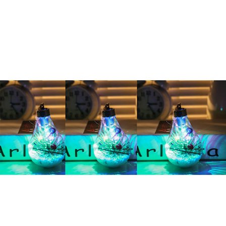 3 stk Julerkule med LED-lys, gjennomsiktig, nytt julepynt