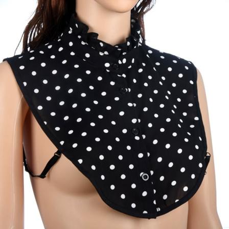 Naisten tekokaulus Irrotettava puolikas talvipaita irrotettava puserokoristeella puukorva St Black polka dot stand collar 45-75kg