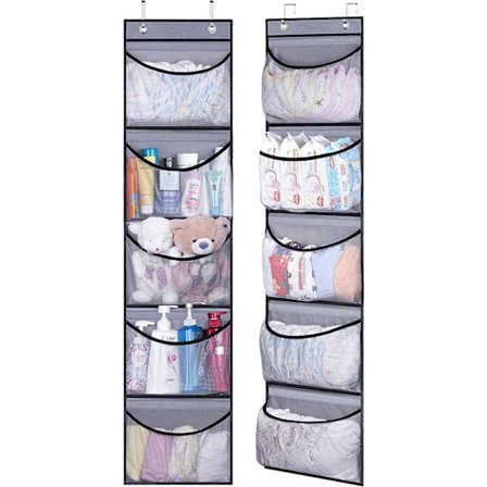 Netopbevaringspose til ophængning, non-woven stof, fem rammer, 5-rums opbevaringspose, legetøj, synlig net hængepose bag døren