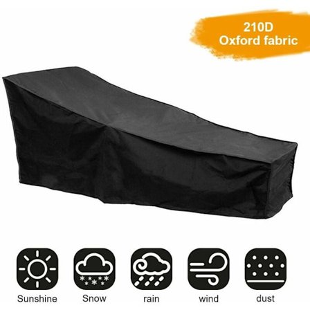 Trädgårdssolstolsskydd Oxford Solstolsskydd med justerbar dragsko 210 x 75 x 80/40 cm (Svart)