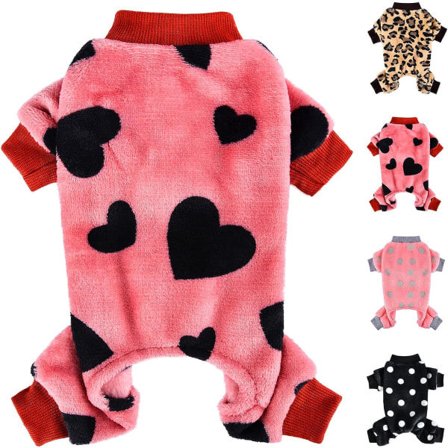 IC Chihuahua Pyjamas til små hunde Fleece hvalp Pjs Onesie Vinter Varme små hundeklæder Hundetrøje Jumpsuits Søde kæledyrs tøj Outfits -L