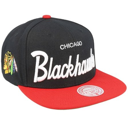 Mitchell & Ness - NHL Svart snapback Keps - Chicago Blackhawks Vintage Script Black Snapback @ Hatstore