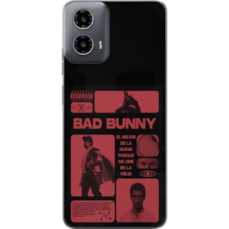 Kompatibel Mobilcover til Motorola Moto G34 Bad Bunny NFL-inspireret skjoldlogo med amerikansk fodbold og stjerner