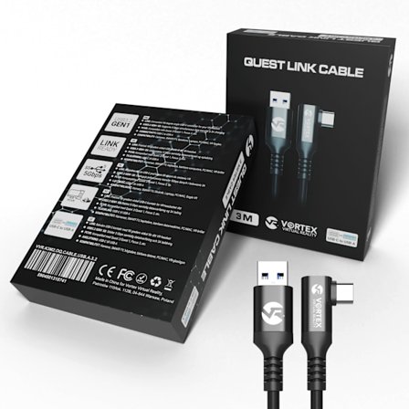 VORTEX VR 3m Link-kabel USB-A till USB-C – Höghastighets PC VR-kabel för Meta Quest 3 / Quest 3S / Quest 2 / Quest 1 – 5 Gbps dataöverföring