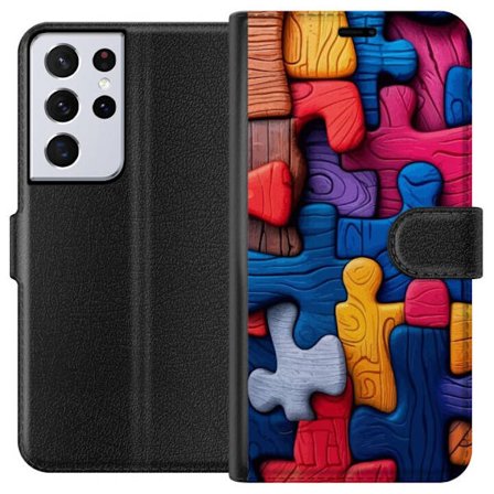 Kompatibelt Plånboksfodral till Samsung Samsung Galaxy S21 Ultra 5G Lekfull illustration med Stitch bland rosa äpplen i en mjuk pastell design som k