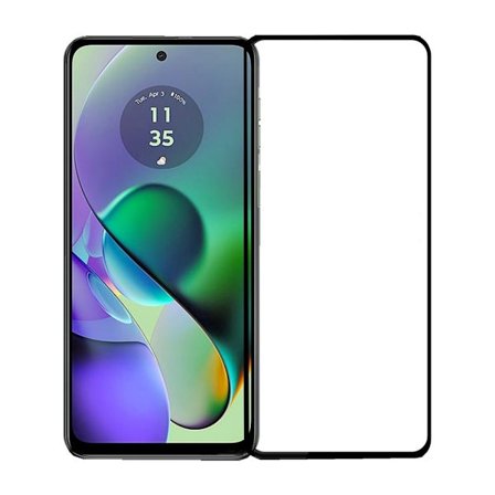 Motorola G04 Full Cover Tempered Glass Screen Protector Black Bulk