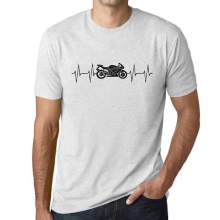 Motorcykel Heartbeat T-shirt för män – Motorcykel Heartbeat – Vintage vit T-shirt