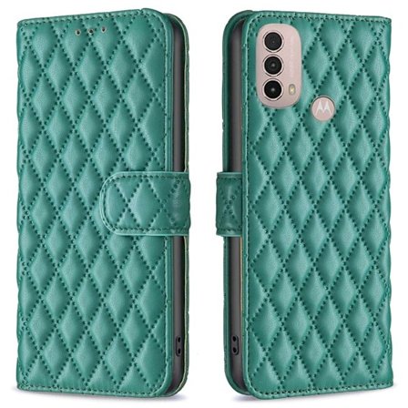 Matt Motorola Moto E30 / Motorola Moto E40 fodral med rombmönster - Grön