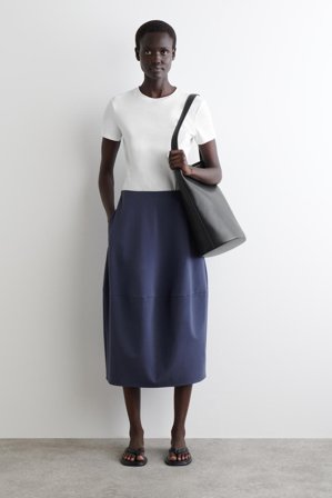 COS Women's Rundad Midikjol I Bomull in Blå