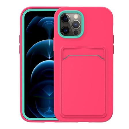 Iphone 13 - Hybrid Skal Med Kortfack - Rosa/mint