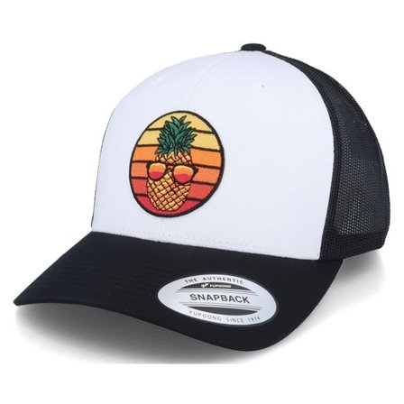 Iconic - Vit trucker Keps - Pineapple Sunset Retro Black/White Trucker @ Hatstore
