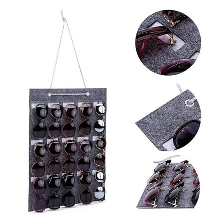 Veggmontert Solbrilleorganisator med 15 spor for oppbevaring av briller