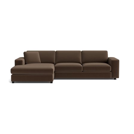 Oasis Chaiselongue-Sofa, links, Lisboa Braun, modernes Design, hochwertige Nozag-Federung für maximalen Komfort, 79cm Höhe, zeitloser Stil