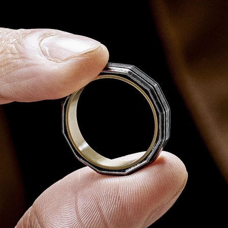 Pearce Recta Vintage and Gold-tone Ring for Men - Steel rings