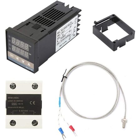 2025 Siste Modell PID Temperaturkontroller REX-C100 Digital Temperaturkontroller Kit 110-240V Termostatkontrollere 0-400°C+ 25A SSR