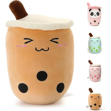 /NN/Niuniu Daddy 9.4 tommer Pluffig Boba Plysj Squishy Bubble Tea Plysjleketøypute Søt Melk Te Plysj Bedårende Pute Matleketøy for Baby/Barn