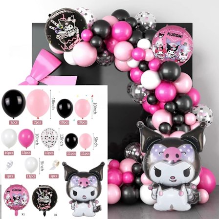 Kuromi Ballong Garland Bue Kit Sett Bursdagsfest Dekor - Svart
