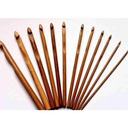 Heklenåler sett med 12 heklenåler, bambus Mørk - Høy kvalitet - Holdbar - Enkel å bruke